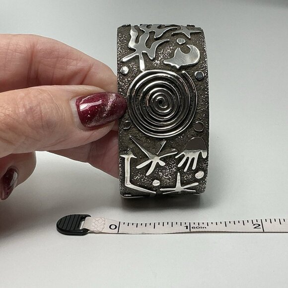 Sterling Silver Cuff Bracelet Alex Sanchez Navajo 1.25” X 6.5” 113.6 Gms - Picture 4 of 12